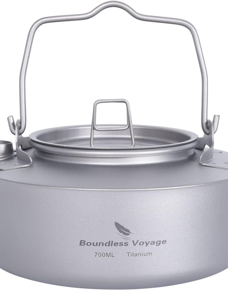 Boundless Voyage Camping Single-Layer Coffee Cup & Titanium Kettle with Folding Handle Filter Big Capacity Pot Outdoor Tableware Drinkware
