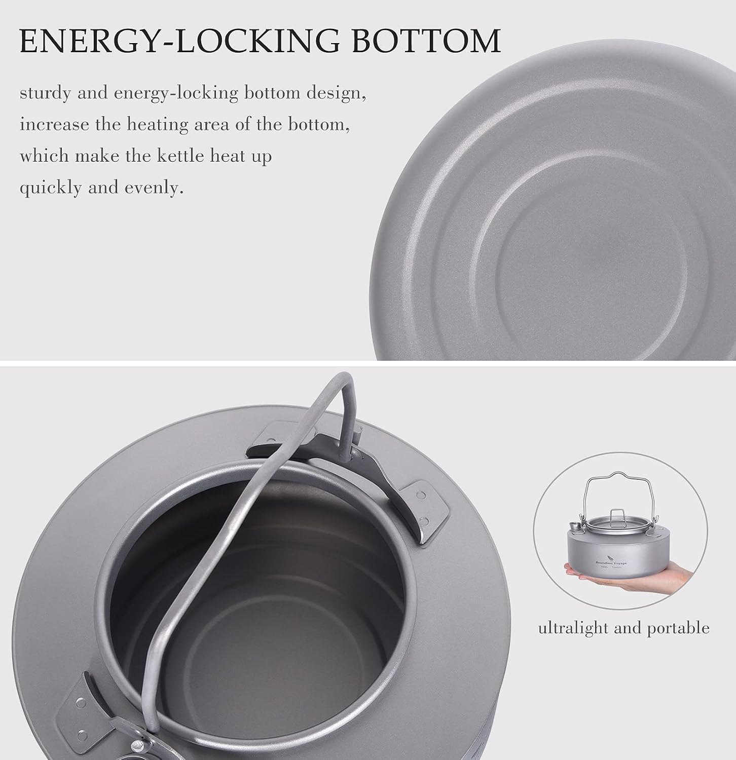 Boundless Voyage Camping Single-Layer Coffee Cup & Titanium Kettle with Folding Handle Filter Big Capacity Pot Outdoor Tableware Drinkware - Image 4