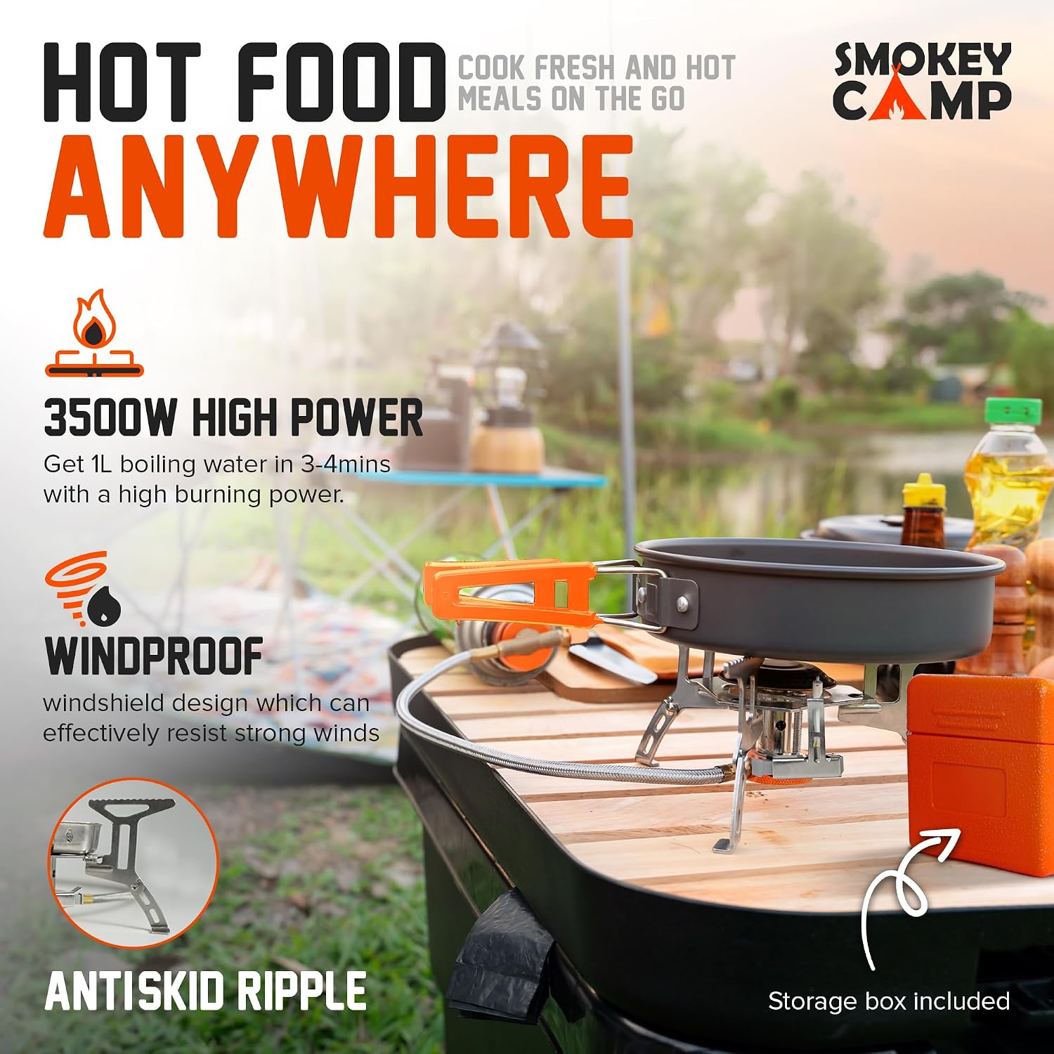 Smokey Camp Camping Cookware Mess Kit Set with Stove - Backpacking Camping Pots and Pans Set, All in One Non-Stick Camping Cooking Set, Portable Stove, Hiking, Picnic, Outdoor & Camping Cookware Set - Image 7