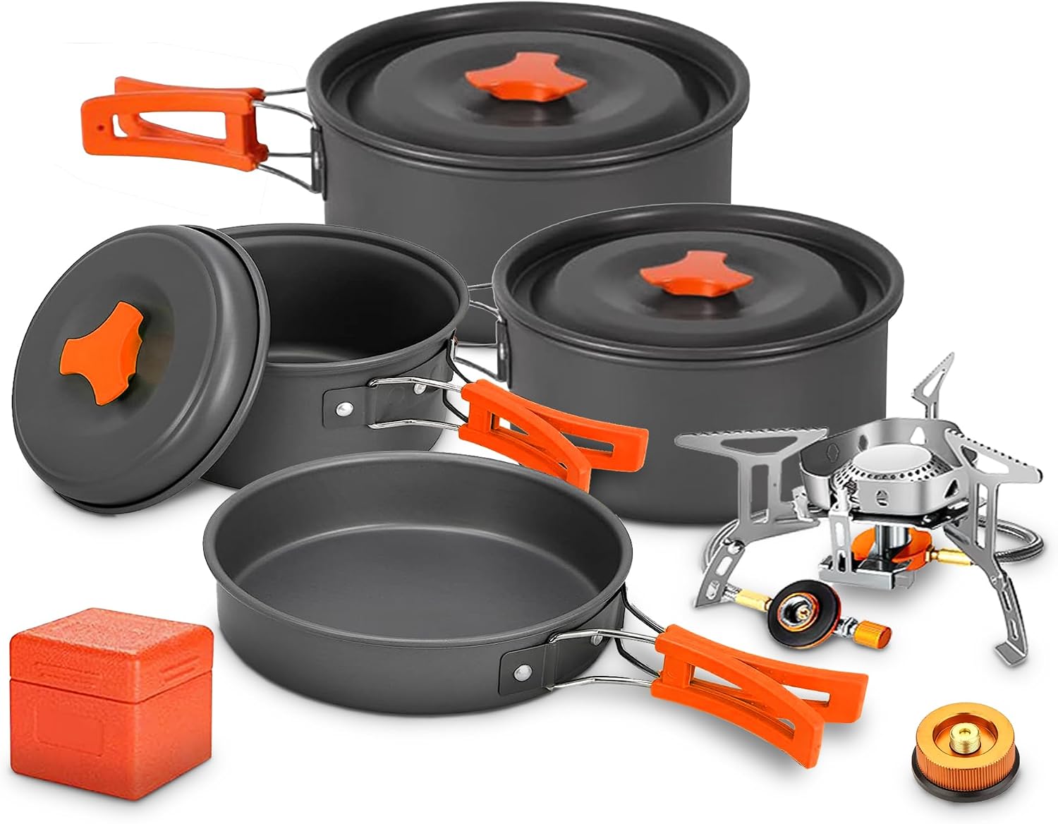 Smokey Camp Camping Cookware Mess Kit Set with Stove - Backpacking Camping Pots and Pans Set, All in One Non-Stick Camping Cooking Set, Portable Stove, Hiking, Picnic, Outdoor & Camping Cookware Set - Image 9