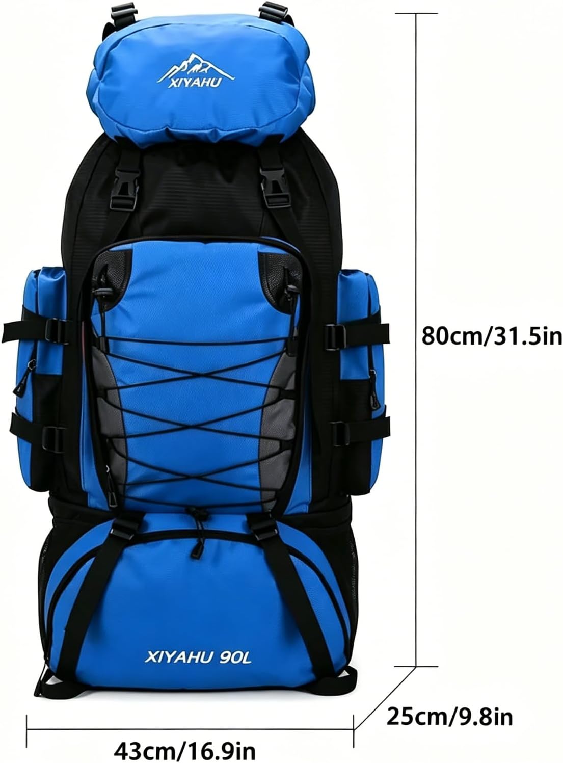 90L Hiking Backpack for Men and Women, Lightweight Travel Rucksack for Mountaineering,Backpacking and Outdoor Trips (Sky blue) - Image 2