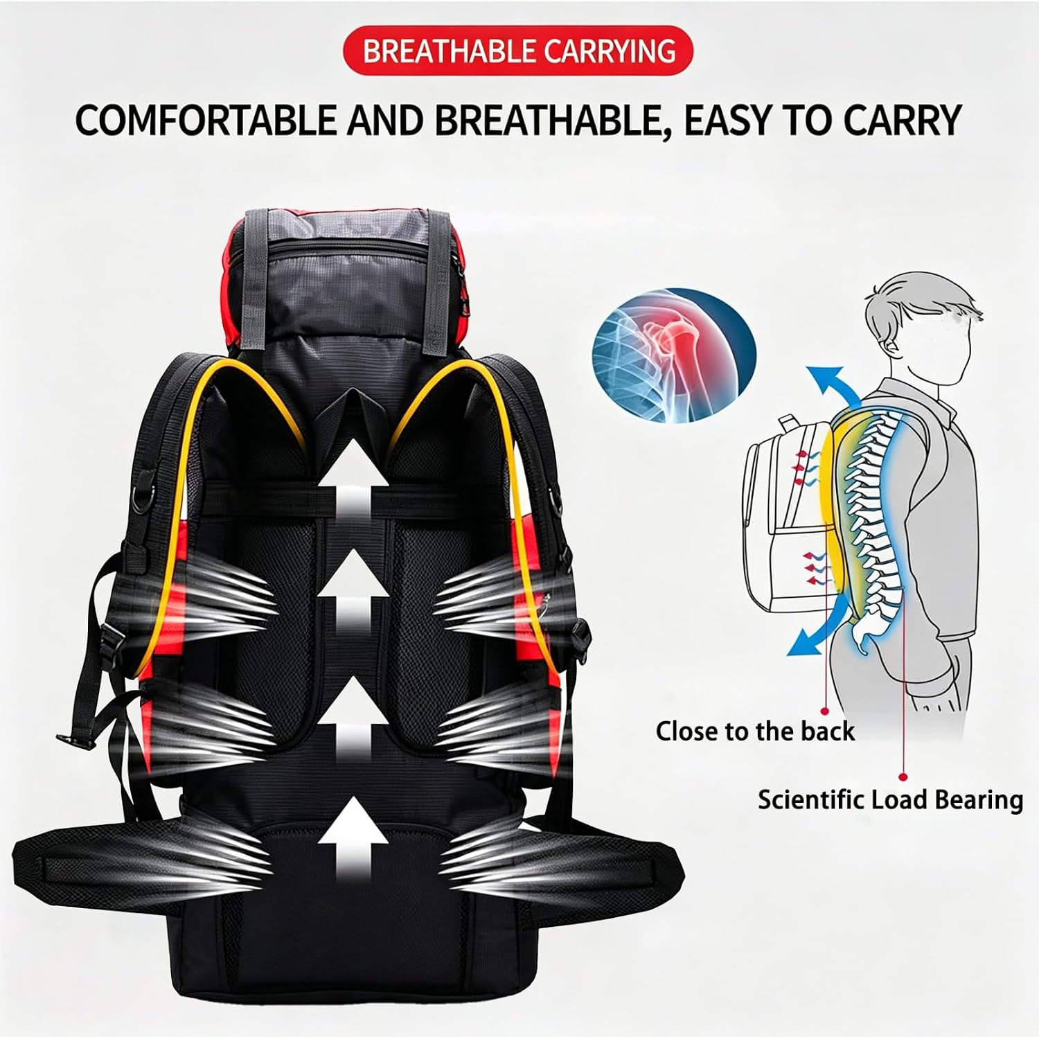90L Hiking Backpack for Men and Women, Lightweight Travel Rucksack for Mountaineering,Backpacking and Outdoor Trips (Sky blue) - Image 3