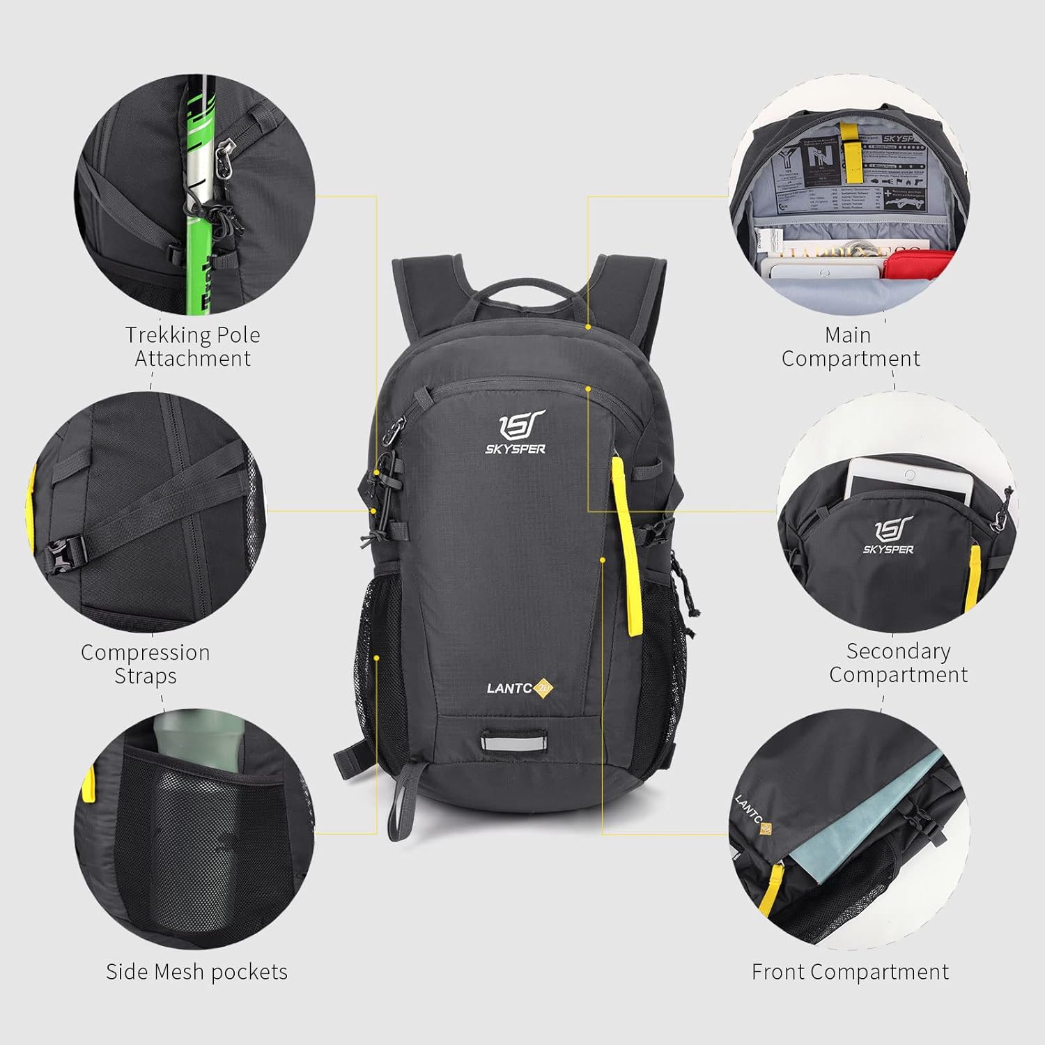 SKYSPER Small Hiking Backpack, 20L Lightweight Travel Backpacks Hiking Daypack Rucksack Women Men for Trekking Backpacking Outdoor Sports - Image 5