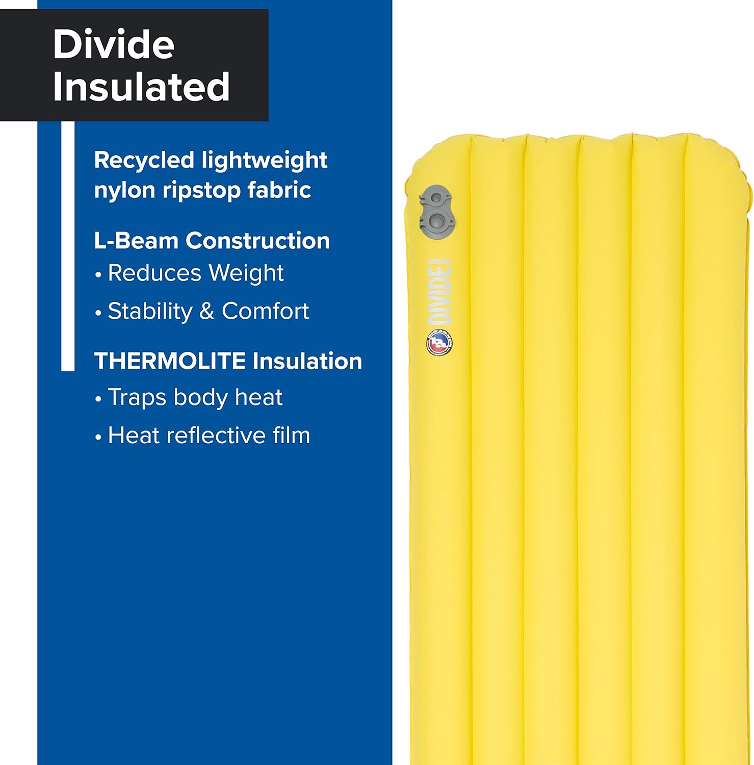 Big Agnes Divide - Air Chamber Sleeping Pad, Insulated, Regular - Image 3